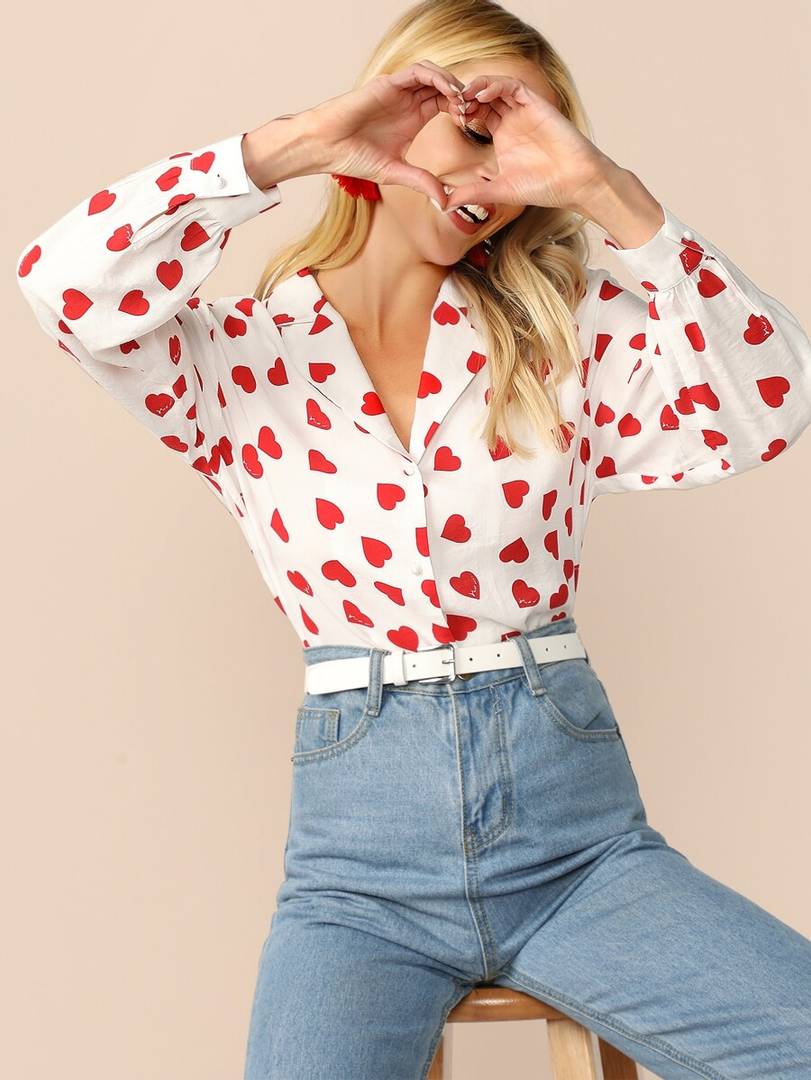 Heart Printed Shirt Top.